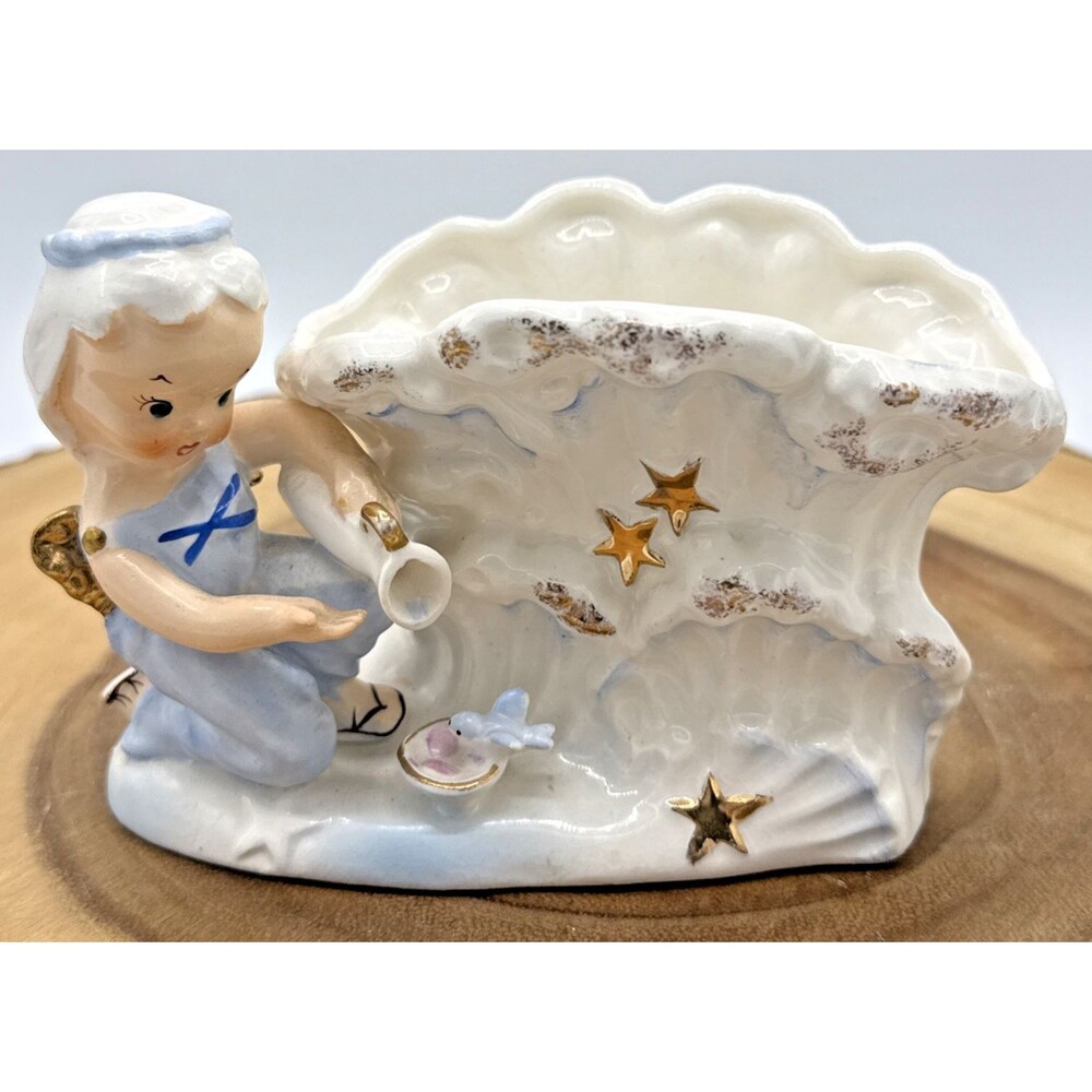 Vintage Napco Aquarius Your Lucky Star Guardian Angel Zodiac Planter Japan S1259